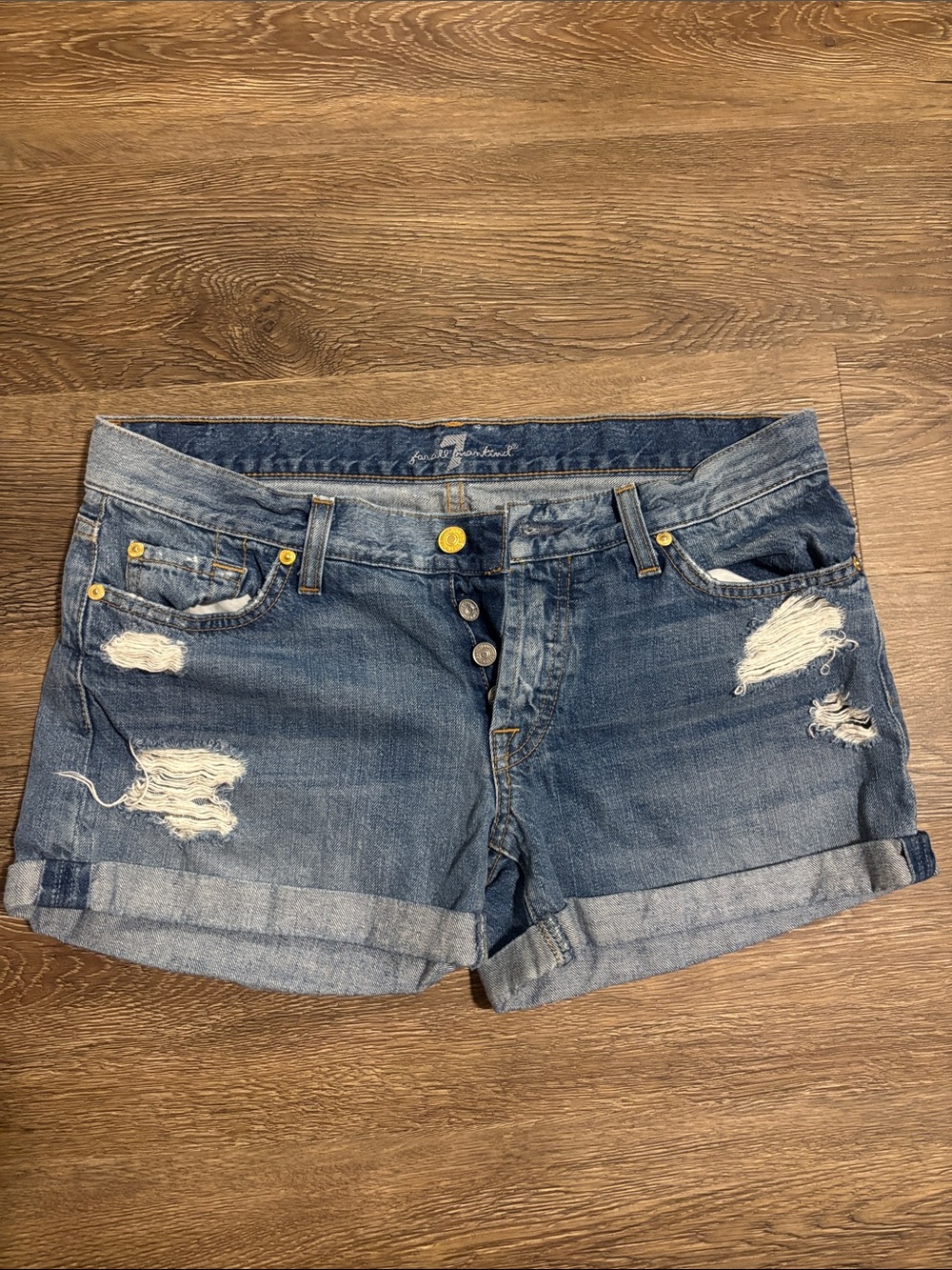 Distressed Blue Denim Women's Shorts